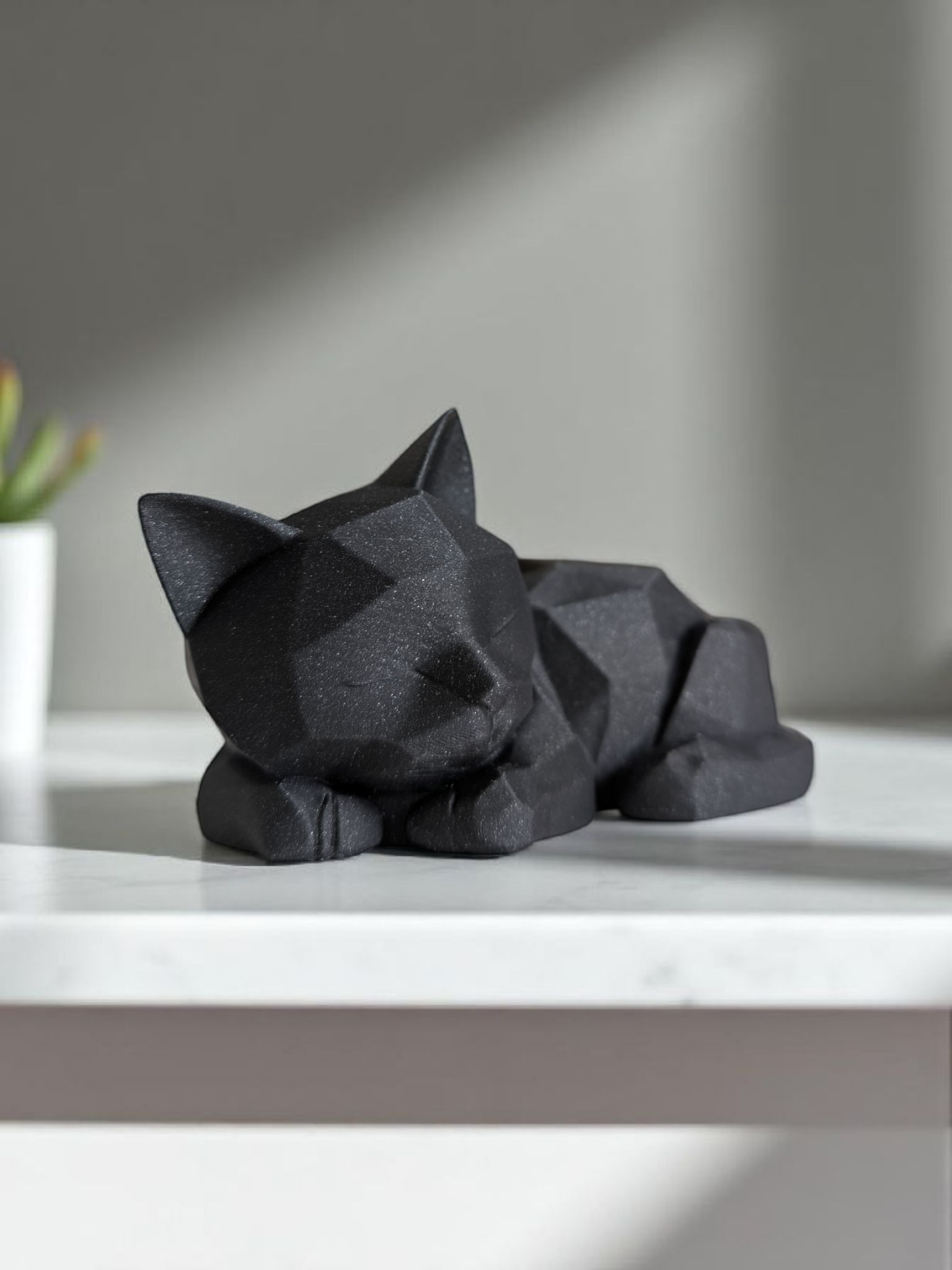 Cute Sleeping Low Poly Kitten - Main View